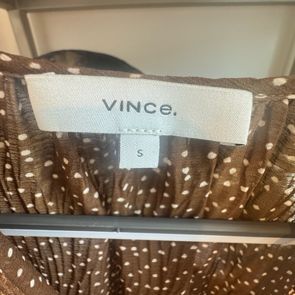 Vince Starry Dot Brown Long Sleeve Dress - Picture 2 of 9